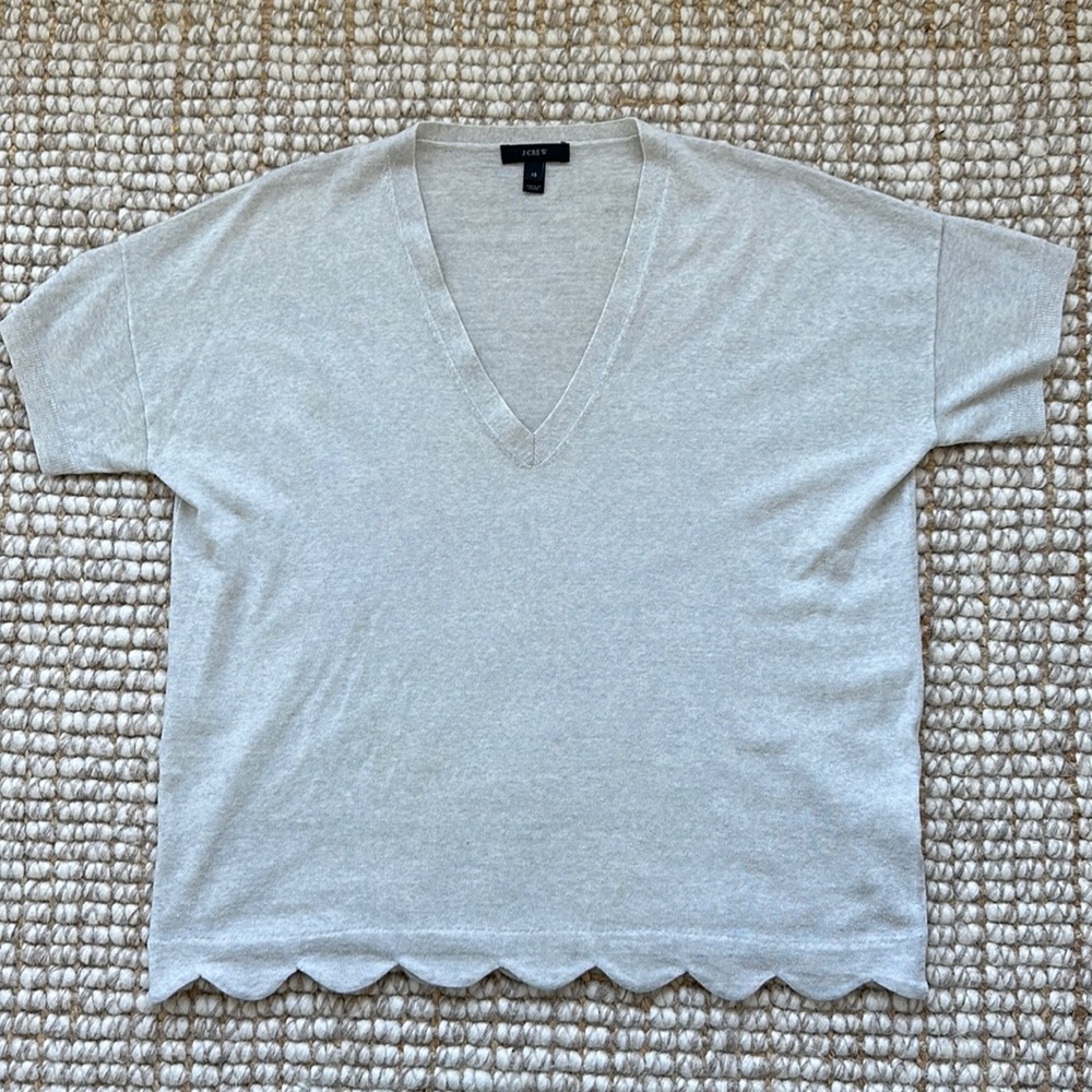 COPY - Jcrew merino wool short sleeve scalloped sweater